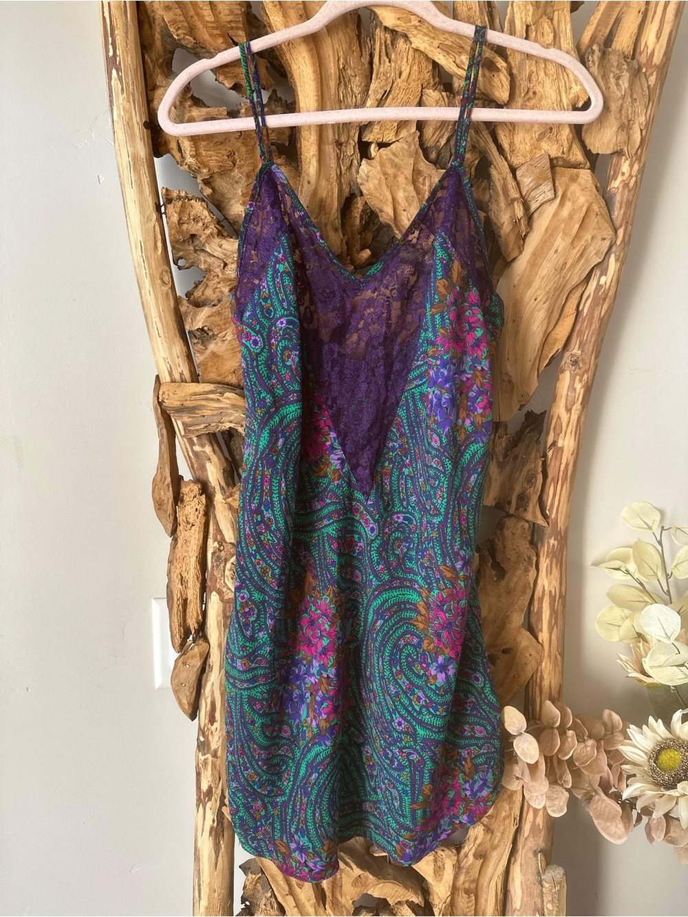 Victoria's Secret Purple Paisley Lace-Trim Slip